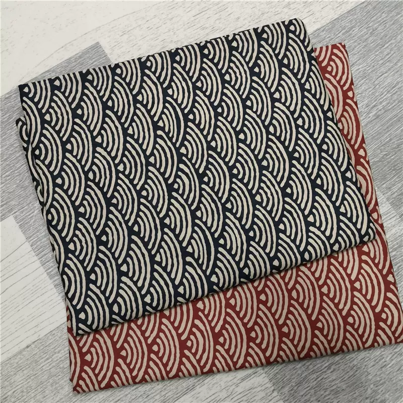 淘宝热卖！全棉印花斜纹棉布料 日本和风青海波海浪 和服浴衣床品