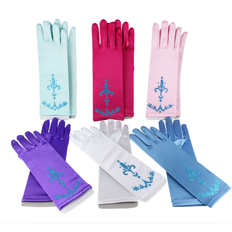 children Etiquette glove Snow Romance Aisha princess blue printing Halloween glove Snow Romance Anna