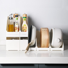 Storage Box Plastic Thickened Kitchen Pot Cover Organizer Box Right Angle Organizing Basket Handle Stackable Sorting Cabinet Storage Box