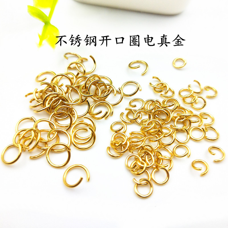 Ready Supply of Gold Open Ring Stainless Steel C Ring Real Gold Single Ring Small Open Ring Variety