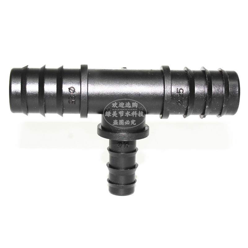 Nuevo material 25PE tubo a 16PE tubo reducción de diámetro de tres vías invernadero micro-spray riego por goteo conector 6 accesorios de tubería ramificada