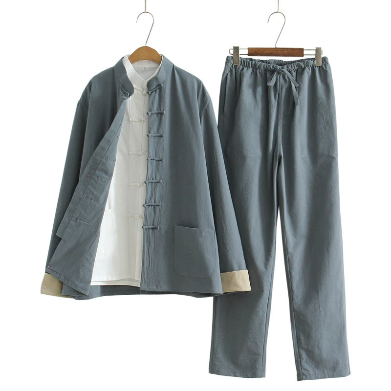 Summer set, retro Hanfu, Chinese style, cotton and linen, 3 piece set