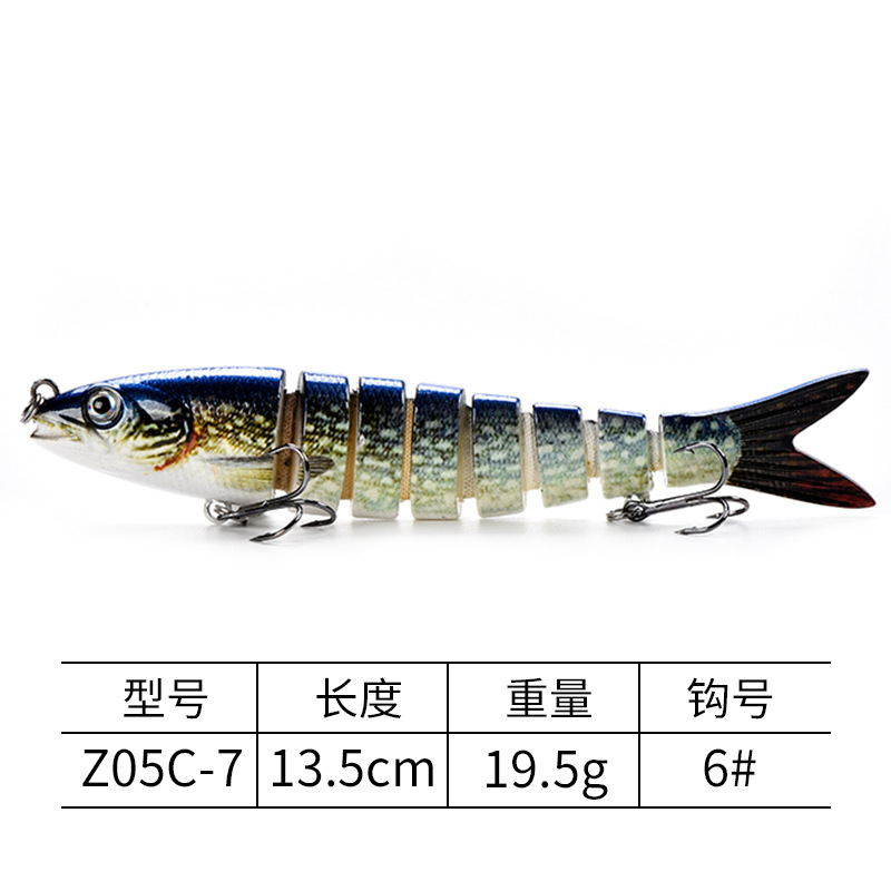Directo de fábrica de múltiples secciones Luya cebo 8-Sección pescado agua dulce mar pesca cebo duro cebo Luya cebo tiro largo Venta caliente 13,5 cm