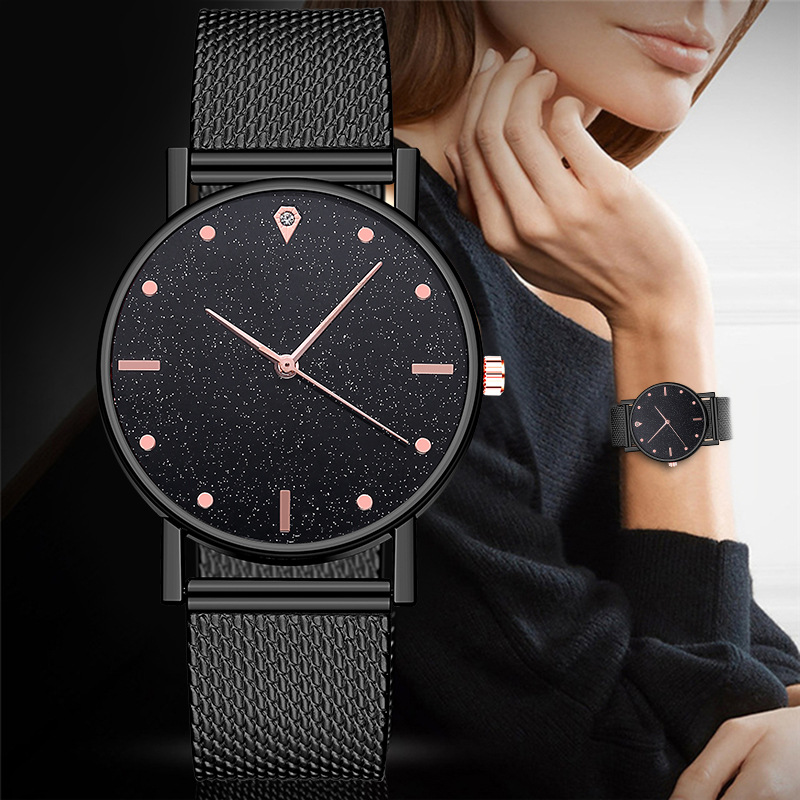 Fábrica al por mayor de comercio exterior Venta caliente banda de silicona reloj de cuarzo estrellado de las mujeres reloj de moda casual de negocios de moda