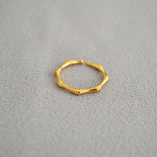 European and American jewelry, brass, gold-plated, modern, simple and exquisite, bamboo shape, fashionable and personalized, thin ring, index finger ring, stacked band
