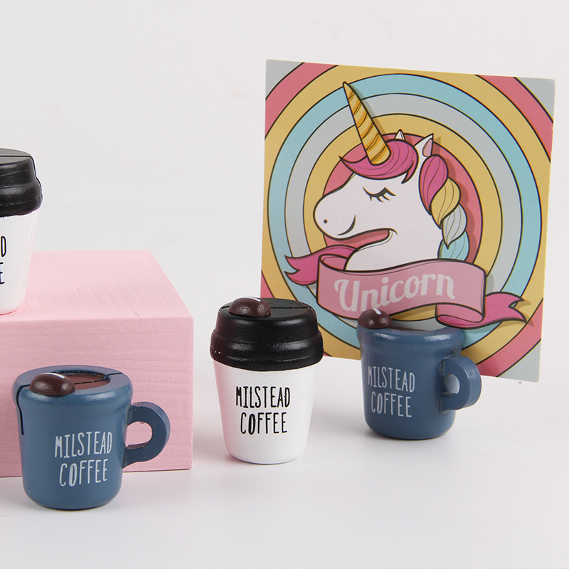 Creativo simple taza de café titular de mensaje de madera decoración de escritorio titular de la foto titular de la tarjeta de visita titular de la nota 2 opciones