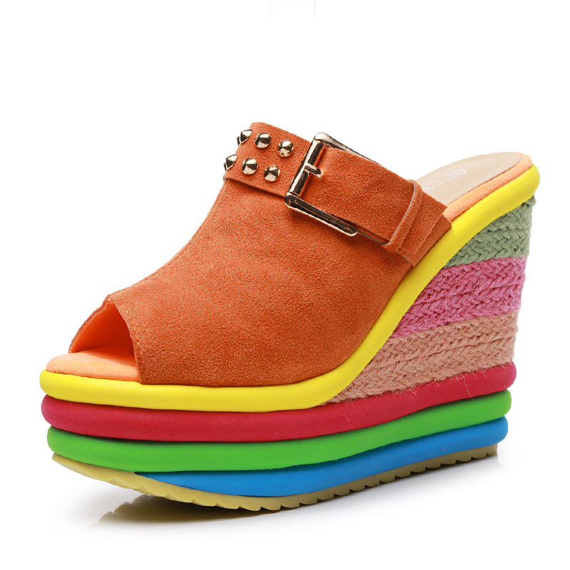 Fashionable high heels with chunky sole