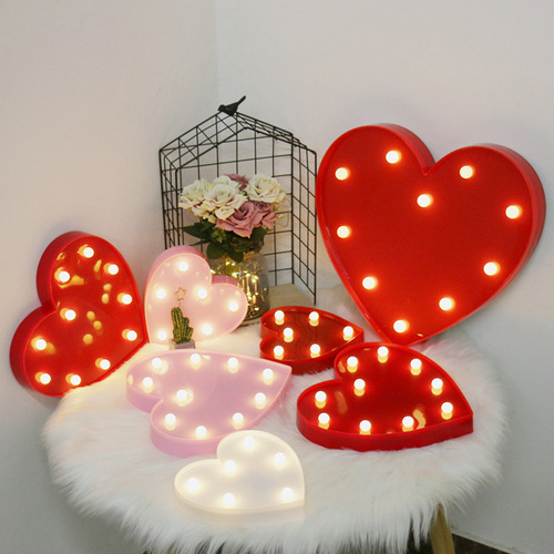 led爱心灯心形造型灯小夜灯表白求婚布置创意用品少女心房间布置