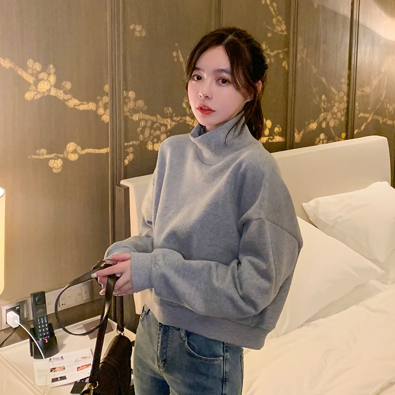 Solid colored warm short fashionable sweatshirt