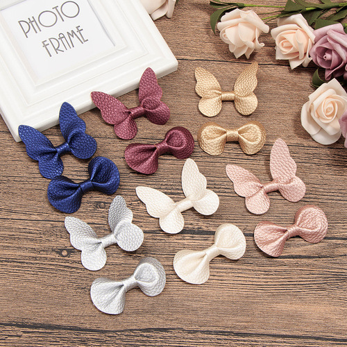 ins litchi pattern butterfly hair clip 91208 cross-border creative new children's hair accessories solid color round ear bangs clip