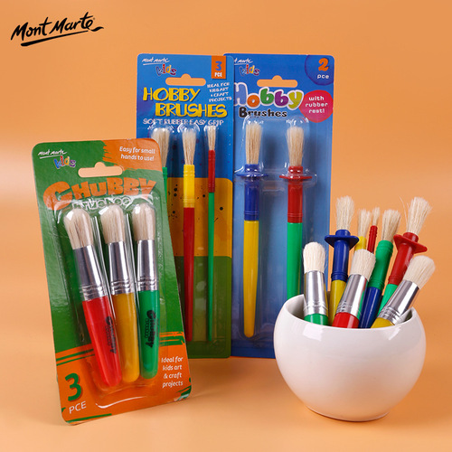 Montmartre Children's Gouache Paint Brushes Training Institution Wholesale Colored Nylon 6-Piece Set Gouache Acrylic Paint Brushes