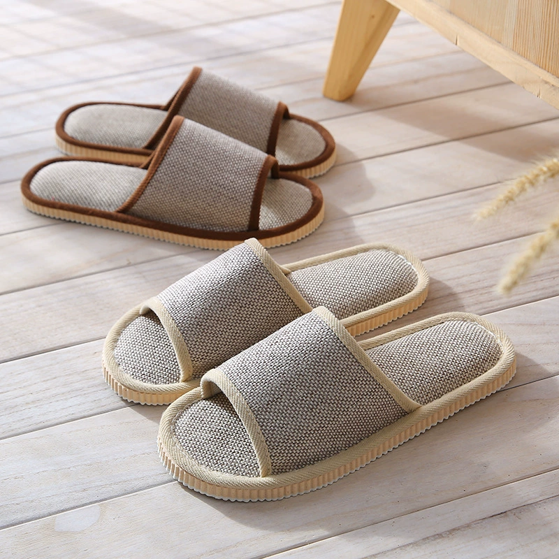 Новые тапочки из ЭВА на толстой подошве для гостиниц, для деревянных полов, домашние тапочки из льна, нескользящие, для использования в помещении