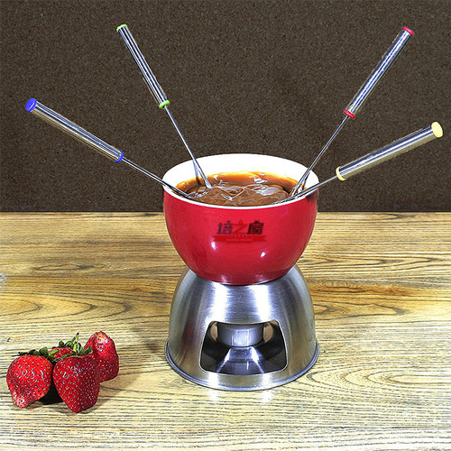 24cm stainless steel handheld dessert fork six-piece set fruit fork hot pot fork cheese chocolate fork kitchen tools