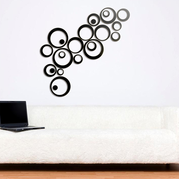 24 Acrylic 3D Stereo DIY Mirror Round Circle Wall Stickers Bedroom Room Decoration_voghion.com