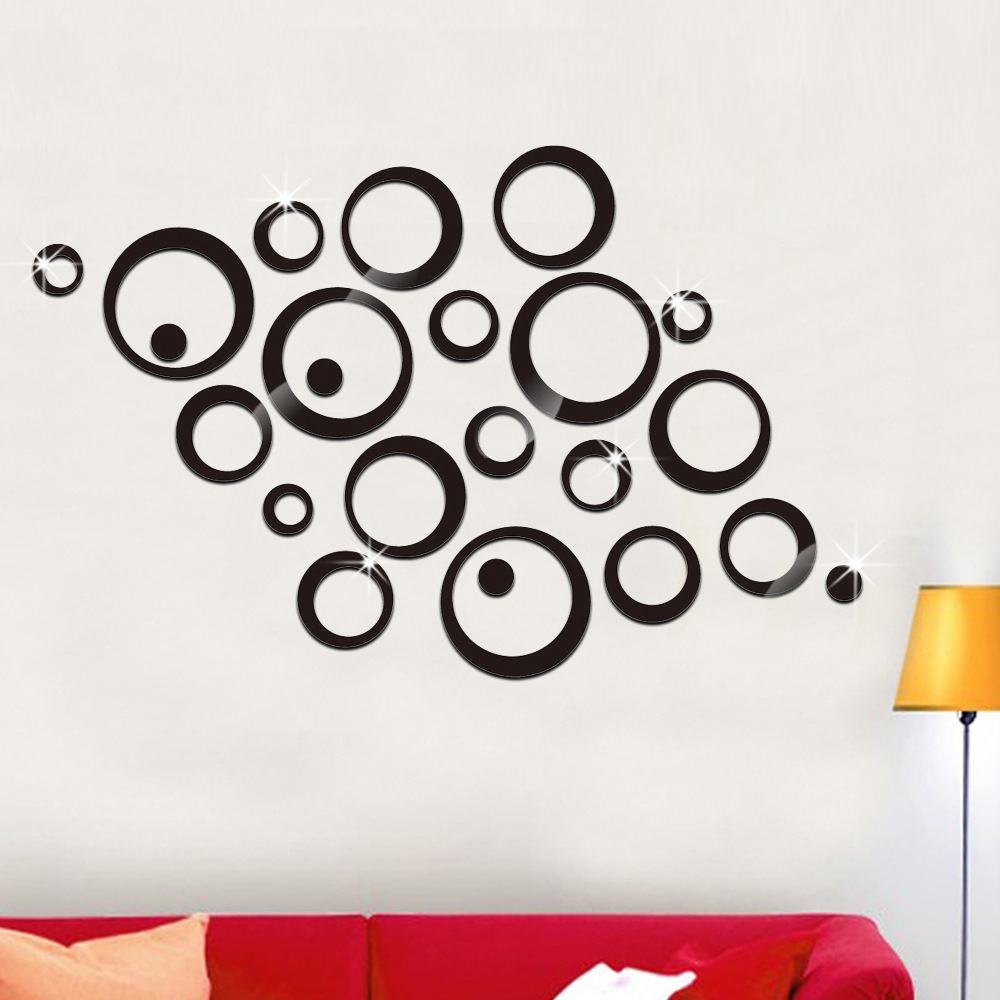 24 Acrylic 3D Stereo DIY Mirror Round Circle Wall Stickers Bedroom Room Decoration_voghion.com