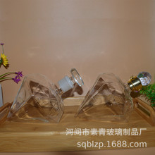 高硼硅玻璃钻石酒瓶创意水晶钻泡酒瓶 透明盖子铜色卡扣密封酒