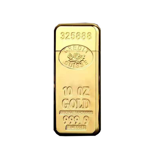 BRIC Gold Bar Lighter Open Flame Flint Grinding Wheel Metal Inflatable Lighter Creative Personality Trendy Factory Direct Sales