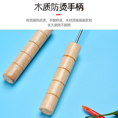 BBQ fork BBQ grill U-shaped stainless steel outdoor wooden handle grilling needle skewer barbecue tools wholesale