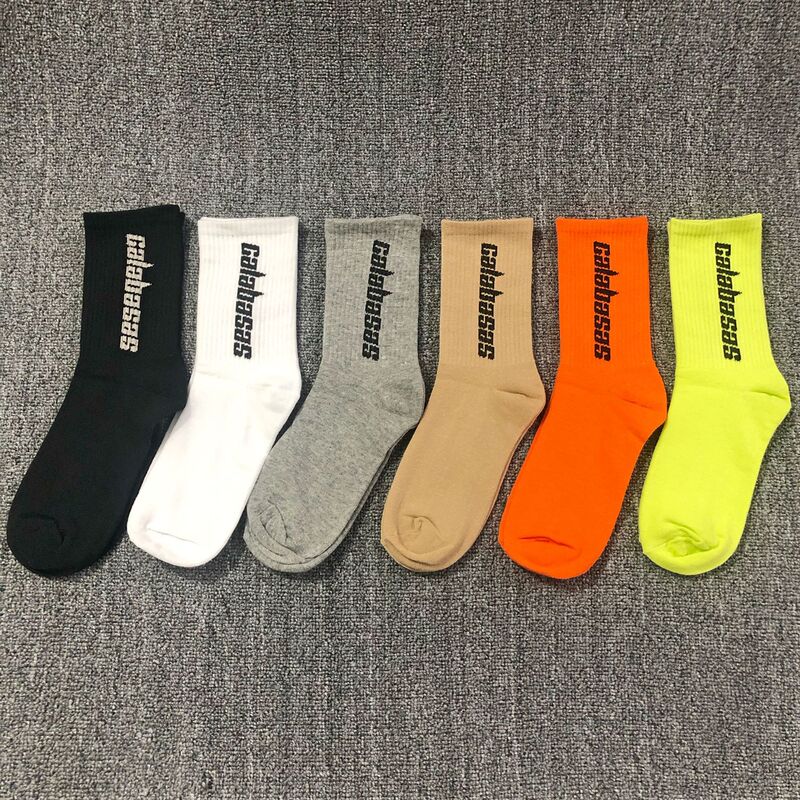 European and American fashion brand ins high-top long tube cotton Kanye with yeezy coconut matching socks hip-hop skateboard middle tube