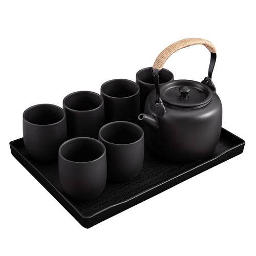Complete set of purple sand kung fu tea set, ceramic home living room modern lifting kettle, large teapot, teacup and teatray set