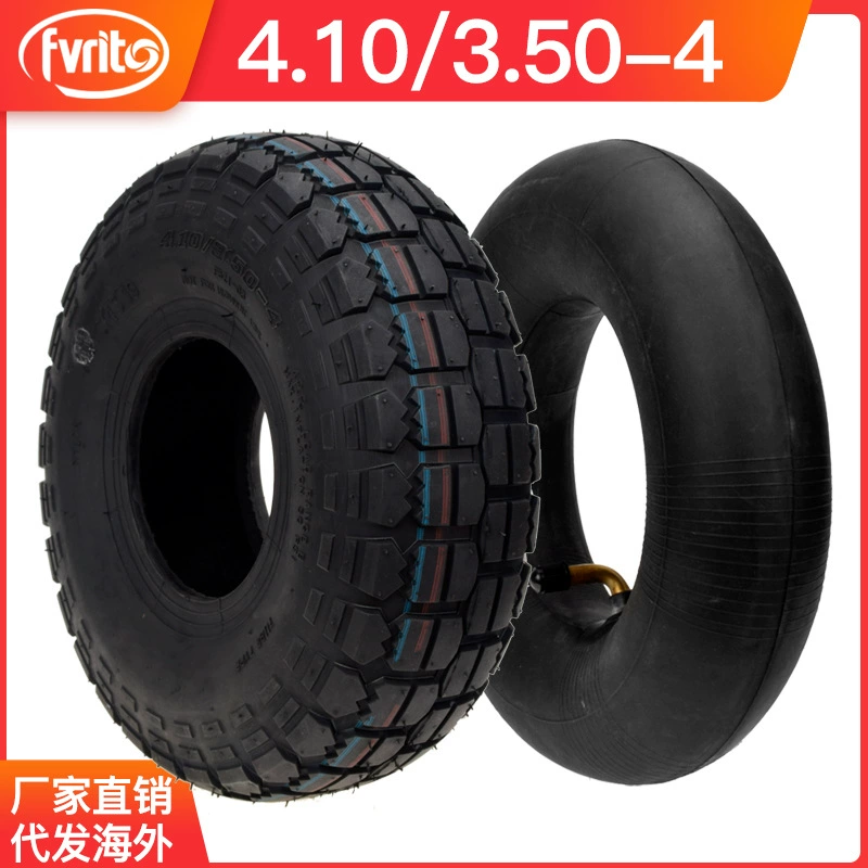 Газонокосилка Tiger Cart 4,10/3,50-4 с внутренними и внешними шинами, утолщенный 10-дюймовый трехколесный четырехколесный скутер