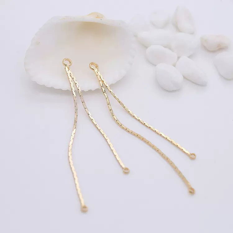 众兴手工材料耳环配饰铜镀14k保色金长款流苏耳饰diy饰品配件批发