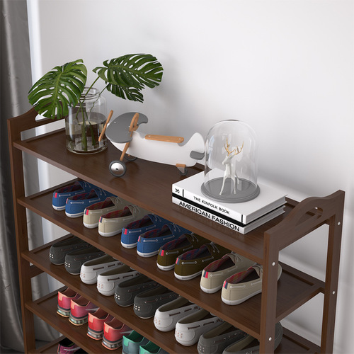 Bamboo shoe rack shoe cabinet non-solid wood simple multi-layer household dust-proof shoe rack door storage rack