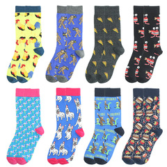Import and Export Cross-border Payment Trendy Fashion Animal Series Men's Socks Creative Pattern Mid-calf Cotton Socks Wholesale
