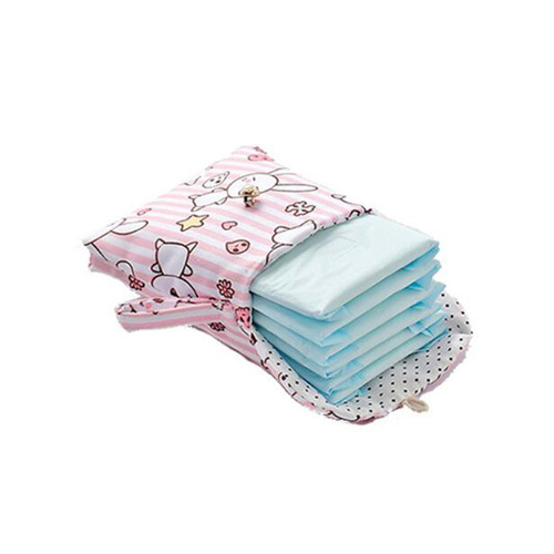 New clear style cotton portable sanitary napkin storage bag fabric cute polka dot girls sanitary napkin bag wholesale
