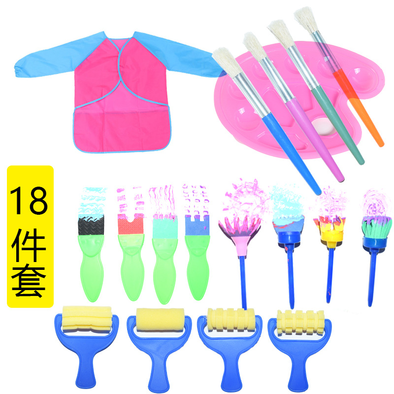Cepillo de esponja para niños transfronterizos sello de pintura EVA graffiti pintura cepillo 21 piezas 25 piezas 29 piezas traje