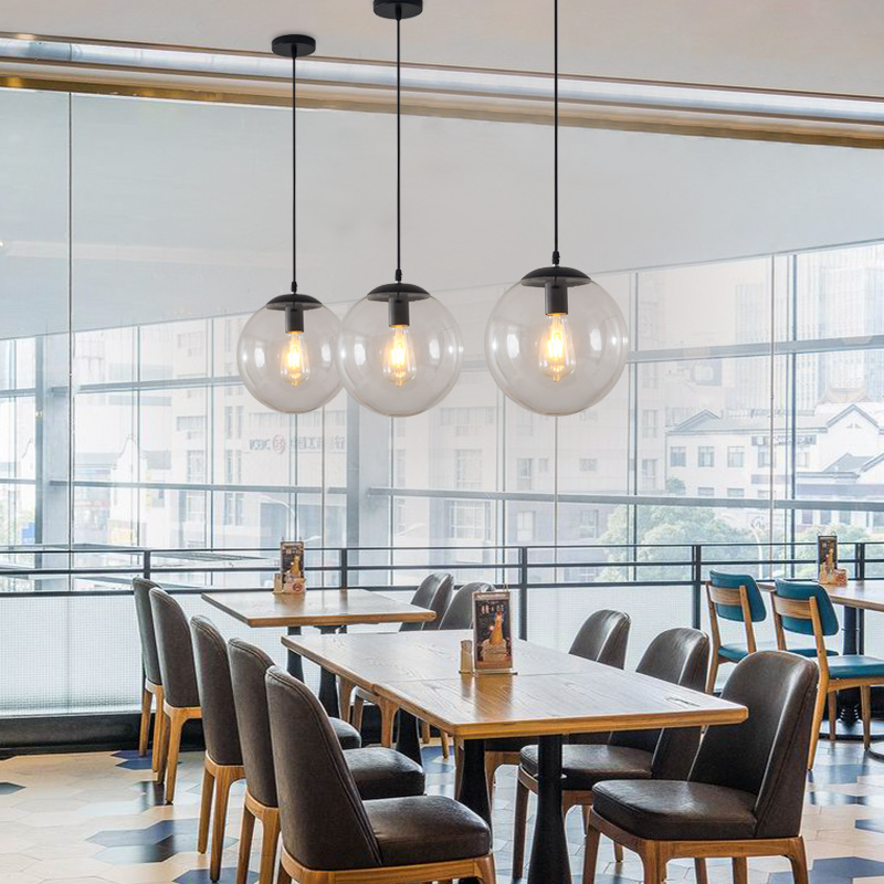 北欧餐厅吧台灯单头创意个性奶茶服装店泡泡透明玻璃圆球吊灯