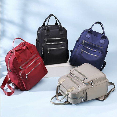 Oxford Double Strap Women's 2024 New Nylon Hand-held School Bag Fashion Casual Large Capacity Bag Travel Backpack