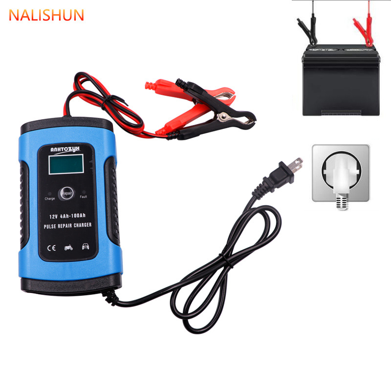 Cargador de batería de coche 12V cargador de la motocicleta cargador de batería de reparación automática inteligente