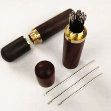 圓紅木加厚裝針筒 家用針存放筒 DIY收納針筒 手縫針可裝免穿針
