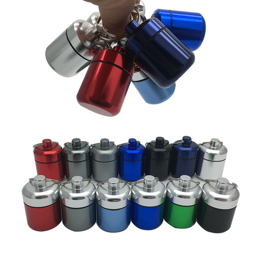 Stumpy and Fat Aluminum Medicine Cylinder, Sealed Metal Aluminum Can with Key Ring Coin Storage Earplug Aluminum Bottle