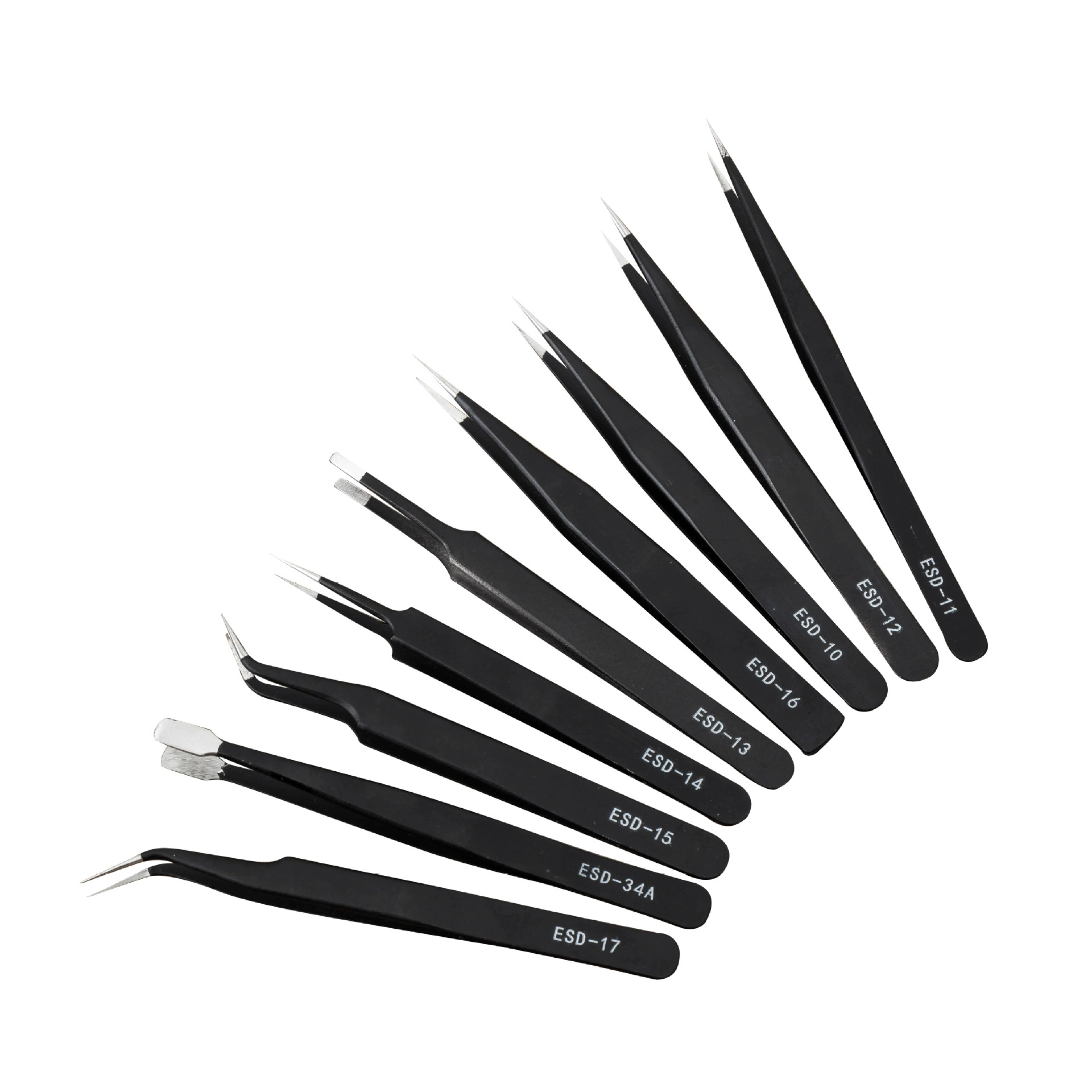 Прецизионный Пинцет для обжима из нержавеющей стали Пинцет с присоской черный пинцет с прямым локтем ESD-15