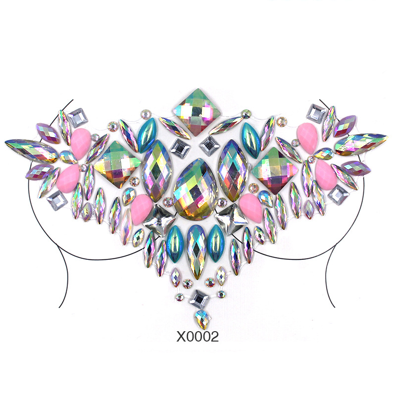 Europa y América sexy cuerpo de diamantes de imitación de cristal del pecho pegatinas de diamante tatuaje fabricantes de pegatinas de diamante en stock pegatinas de tatuaje autoadhesivas transfronterizas