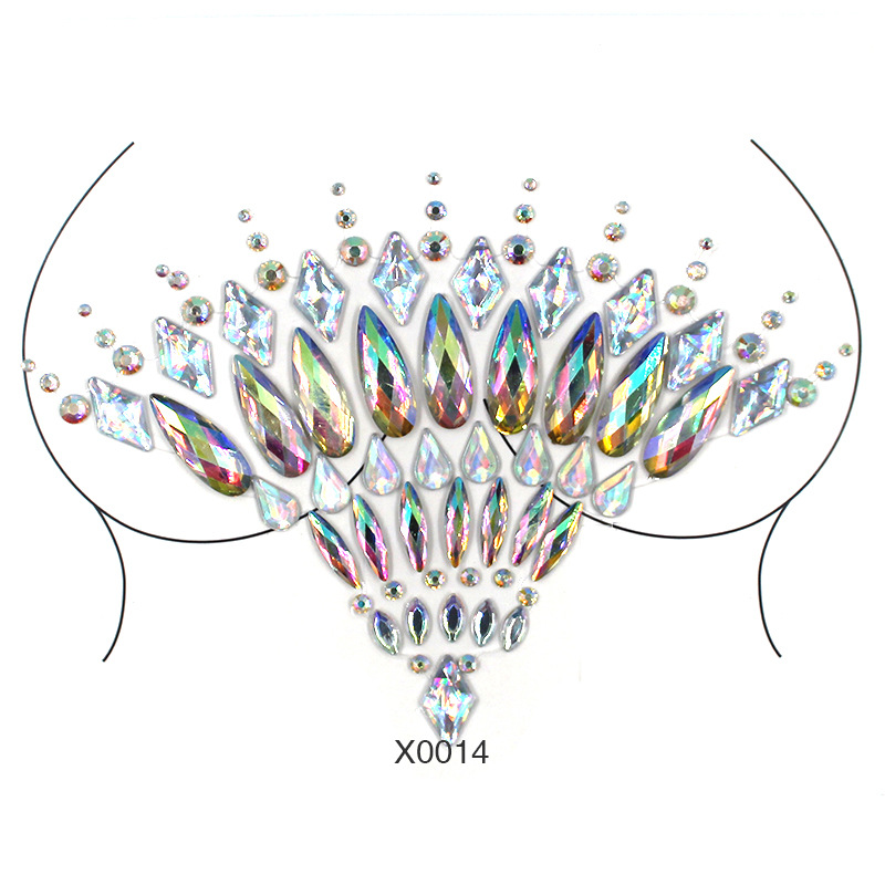 Europa y América sexy cuerpo de diamantes de imitación de cristal del pecho pegatinas de diamante tatuaje fabricantes de pegatinas de diamante en stock pegatinas de tatuaje autoadhesivas transfronterizas