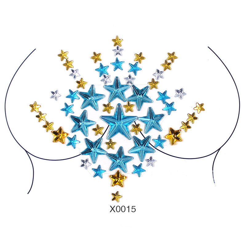 Europa y América sexy cuerpo de diamantes de imitación de cristal del pecho pegatinas de diamante tatuaje fabricantes de pegatinas de diamante en stock pegatinas de tatuaje autoadhesivas transfronterizas