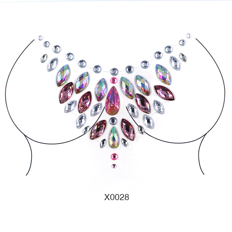 Europa y América sexy cuerpo de diamantes de imitación de cristal del pecho pegatinas de diamante tatuaje fabricantes de pegatinas de diamante en stock pegatinas de tatuaje autoadhesivas transfronterizas