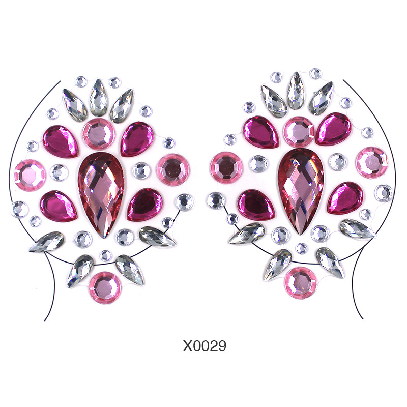 Europa y América sexy cuerpo de diamantes de imitación de cristal del pecho pegatinas de diamante tatuaje fabricantes de pegatinas de diamante en stock pegatinas de tatuaje autoadhesivas transfronterizas