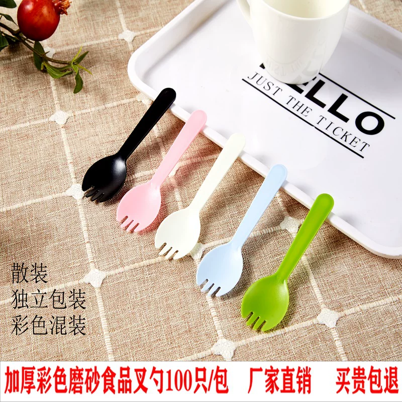 Disposable spoon, fruit fork, plastic tableware, dessert pack, increased thickness