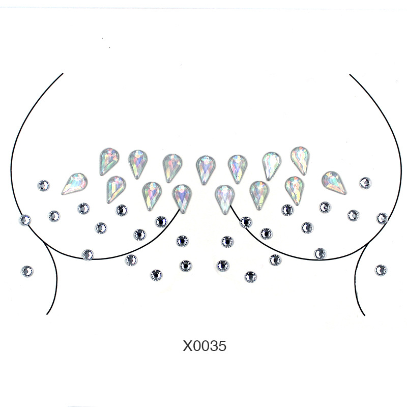 Europa y América sexy cuerpo de diamantes de imitación de cristal del pecho pegatinas de diamante tatuaje fabricantes de pegatinas de diamante en stock pegatinas de tatuaje autoadhesivas transfronterizas