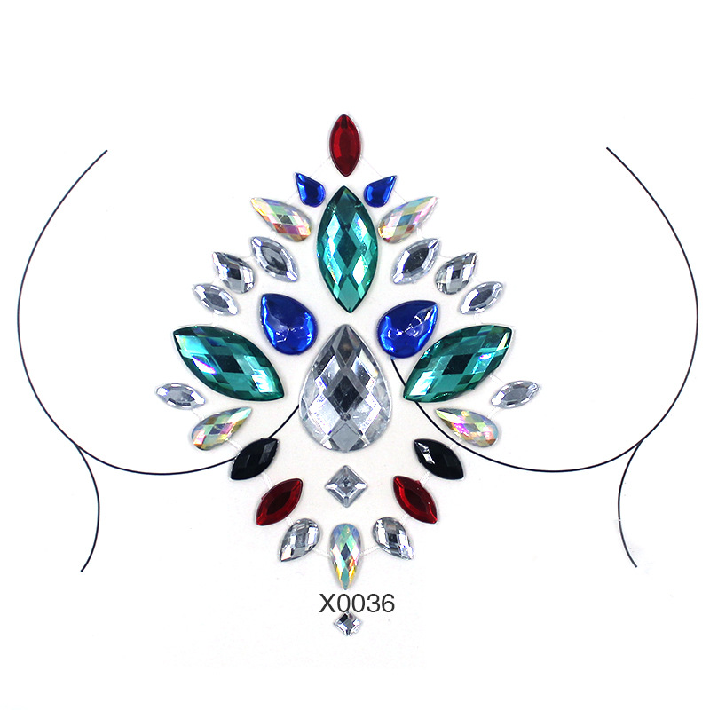 Europa y América sexy cuerpo de diamantes de imitación de cristal del pecho pegatinas de diamante tatuaje fabricantes de pegatinas de diamante en stock pegatinas de tatuaje autoadhesivas transfronterizas