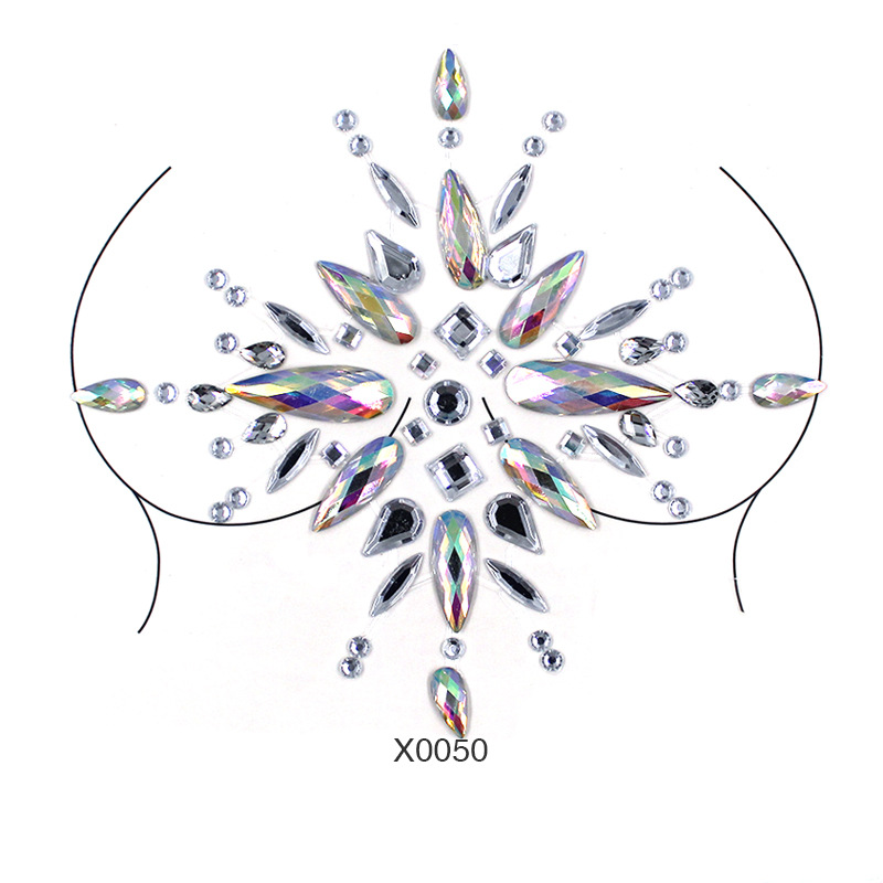Europa y América sexy cuerpo de diamantes de imitación de cristal del pecho pegatinas de diamante tatuaje fabricantes de pegatinas de diamante en stock pegatinas de tatuaje autoadhesivas transfronterizas