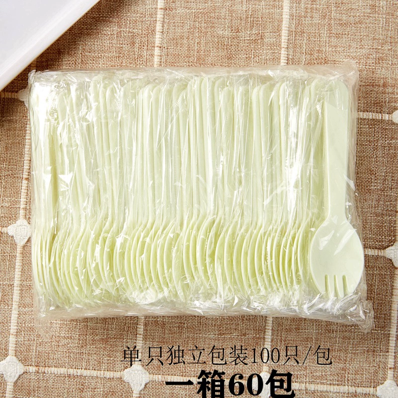 Disposable spoon, fruit fork, plastic tableware, dessert pack, increased thickness