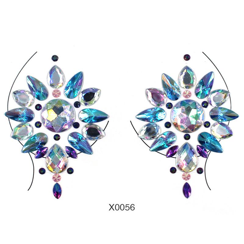 Europa y América sexy cuerpo de diamantes de imitación de cristal del pecho pegatinas de diamante tatuaje fabricantes de pegatinas de diamante en stock pegatinas de tatuaje autoadhesivas transfronterizas