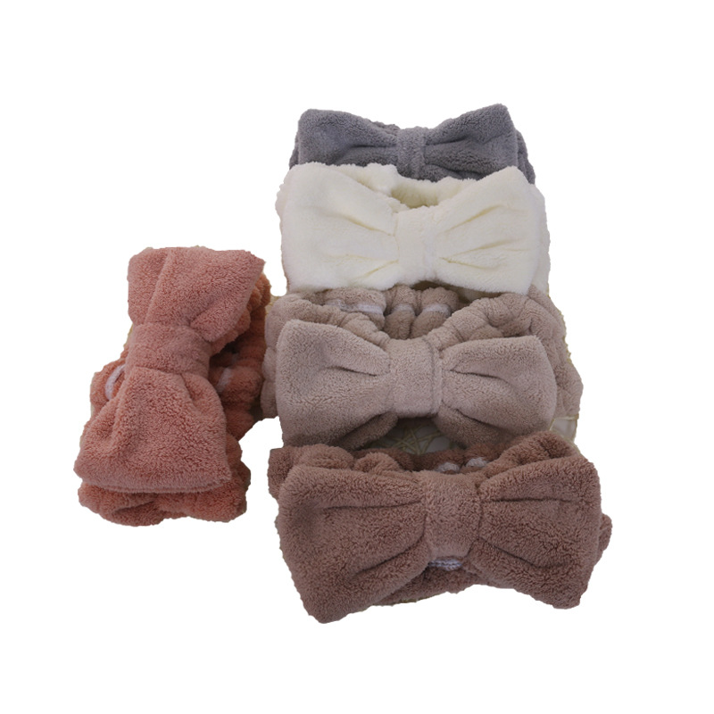 Estilo coreano de terciopelo coral arco pelo banda lavado de cara maquillaje pelo banda moda yoga deportes lindo pelo banda señoras