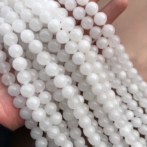 Natural white jade loose beads, white chalcedony round beads, White Jade beads, semi-finished products, DIY wholesale manufacturers direct supply