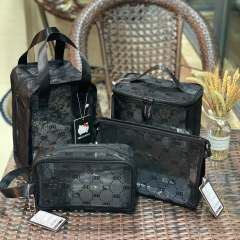 New HELLOKITTYins mesh flocking transparent hollow cosmetic bag toiletry bag bath and shower bag